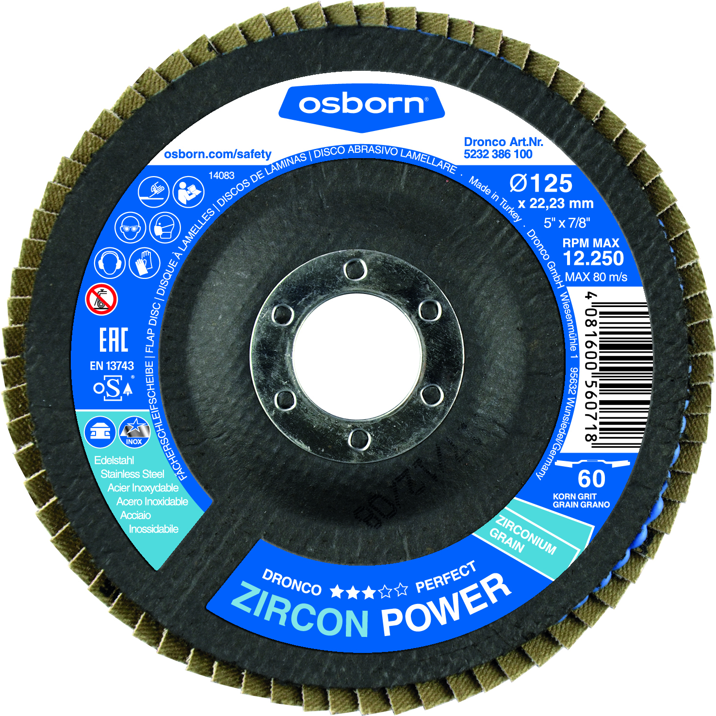 DRONCO Fächersch. Zircon Power 60 125x22,23 mm bombiert