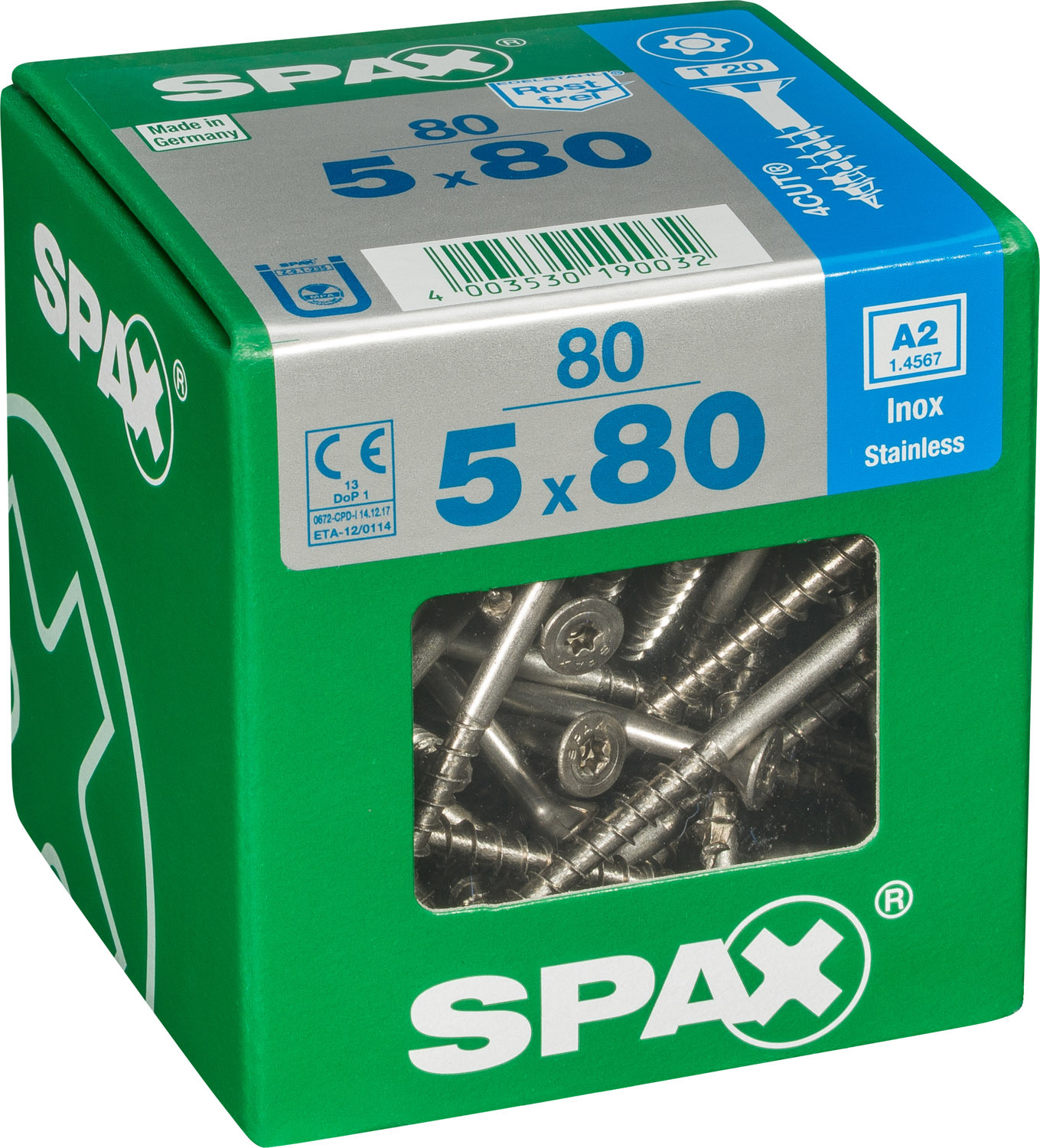SPAX INTERNATIONAL GMBH & CO. KG - ENNEP Universalschrauben rfr A2 TG 5,0x80 mm SeKo T-Star Plus Pack XL (80 Stück)