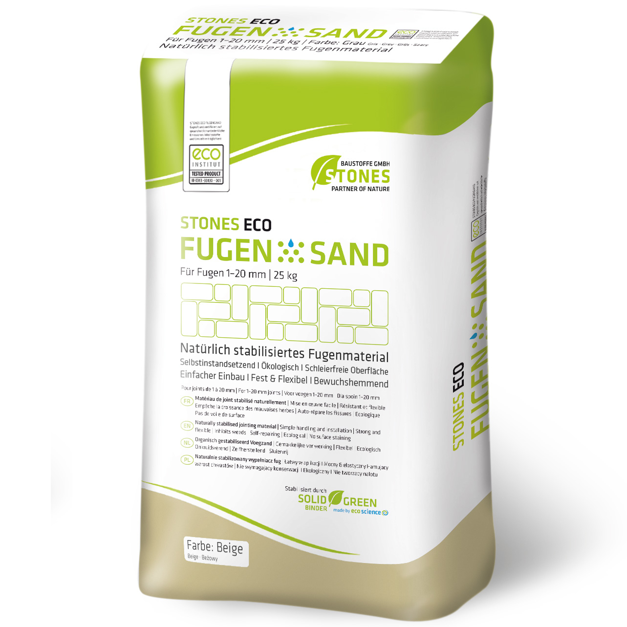STONES - GESELLSCHAFT FÜR MINERALISCHE B STONES ECO FUGENSAND 1-20 mm beige 25kg für Fugenbreiten 1-20mm