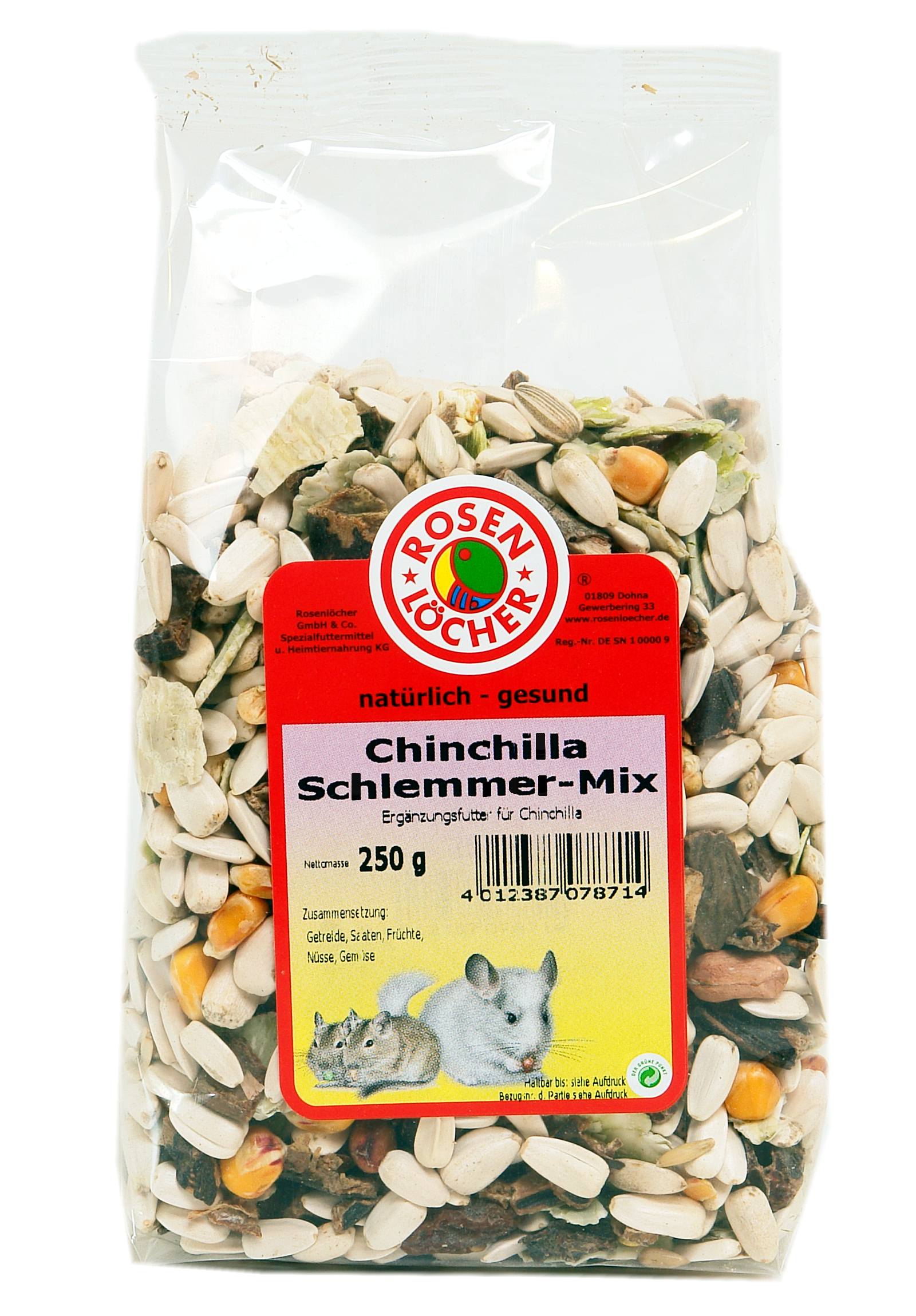 Chinchilla Schlemmermix 250g ROSENLÖCHER - Chinchilla Schlemmermix 250g Alleinfutter