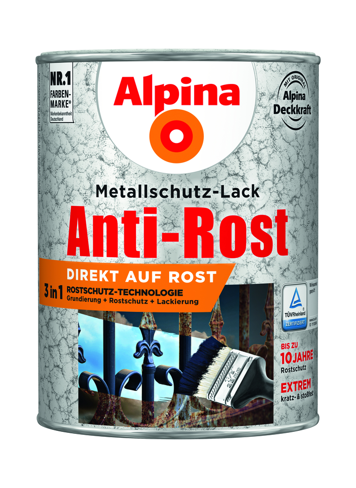 ALPINA FARBEN Metallschutzlack Hammerschl. grün 2,5L Anti-Rost