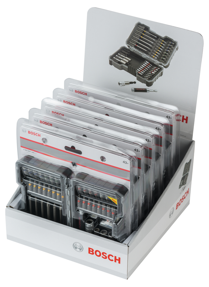 BOSCH Bit- u. Steckschlüssel-Set 43-tlg. PH/PZ/SL/H/T/TH mit Uni-Halter in Box