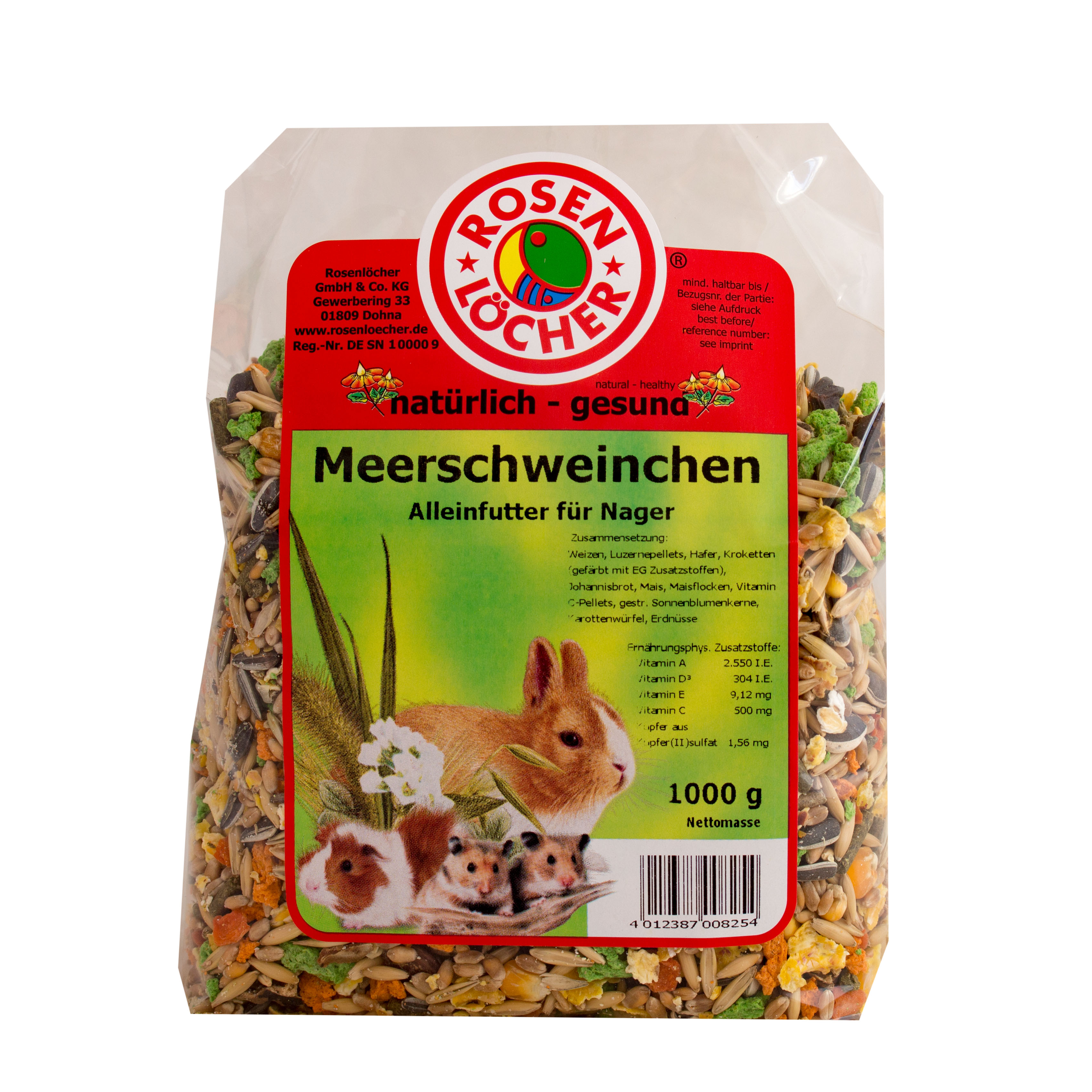 Meerschweinchenf. 1kg ROSENLÖCHER - Meerschweinchenf. 1kg Alleinfutter