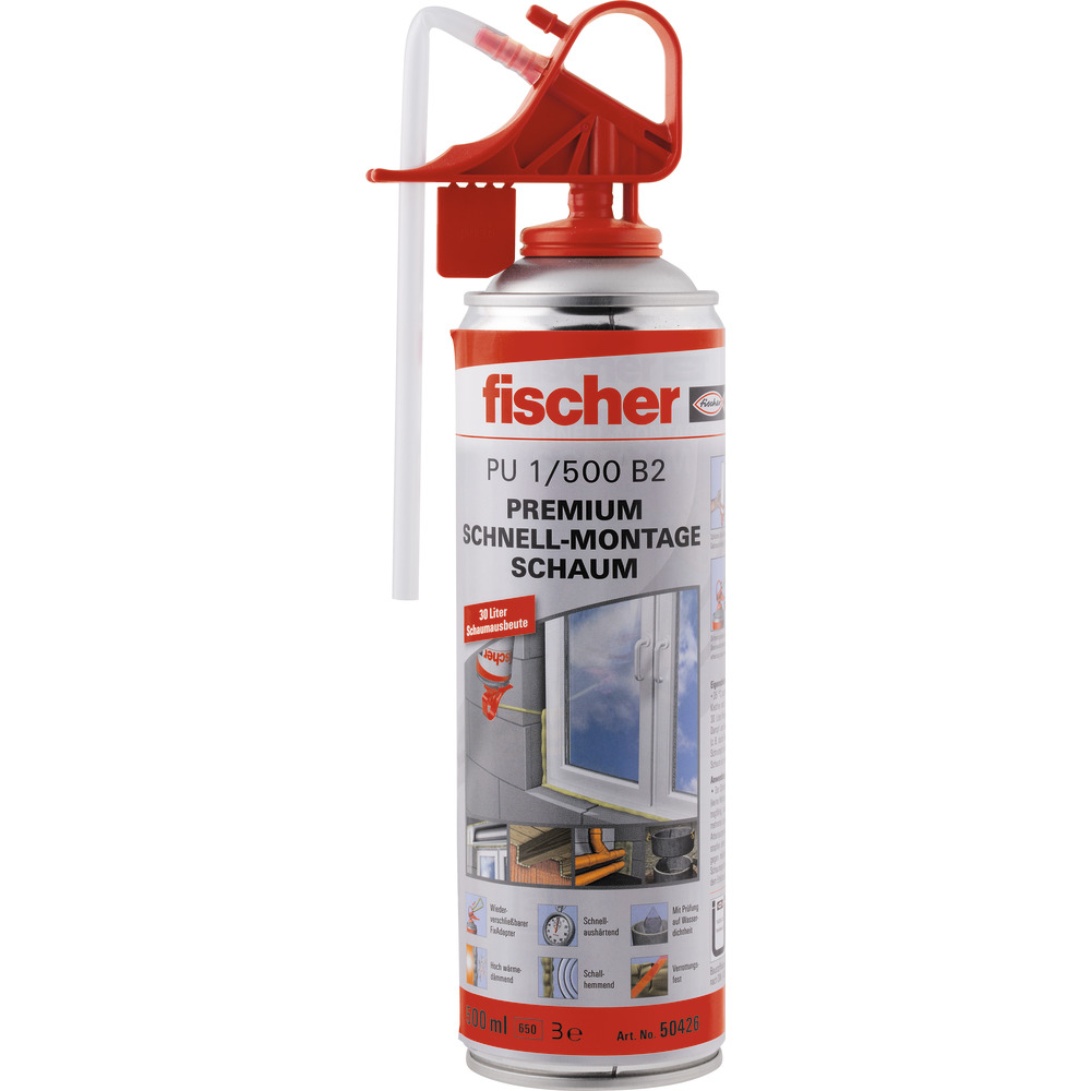 FISCHER Schnellmontageschaum 1K PU1/500 B2 500ml Premiumqualität
