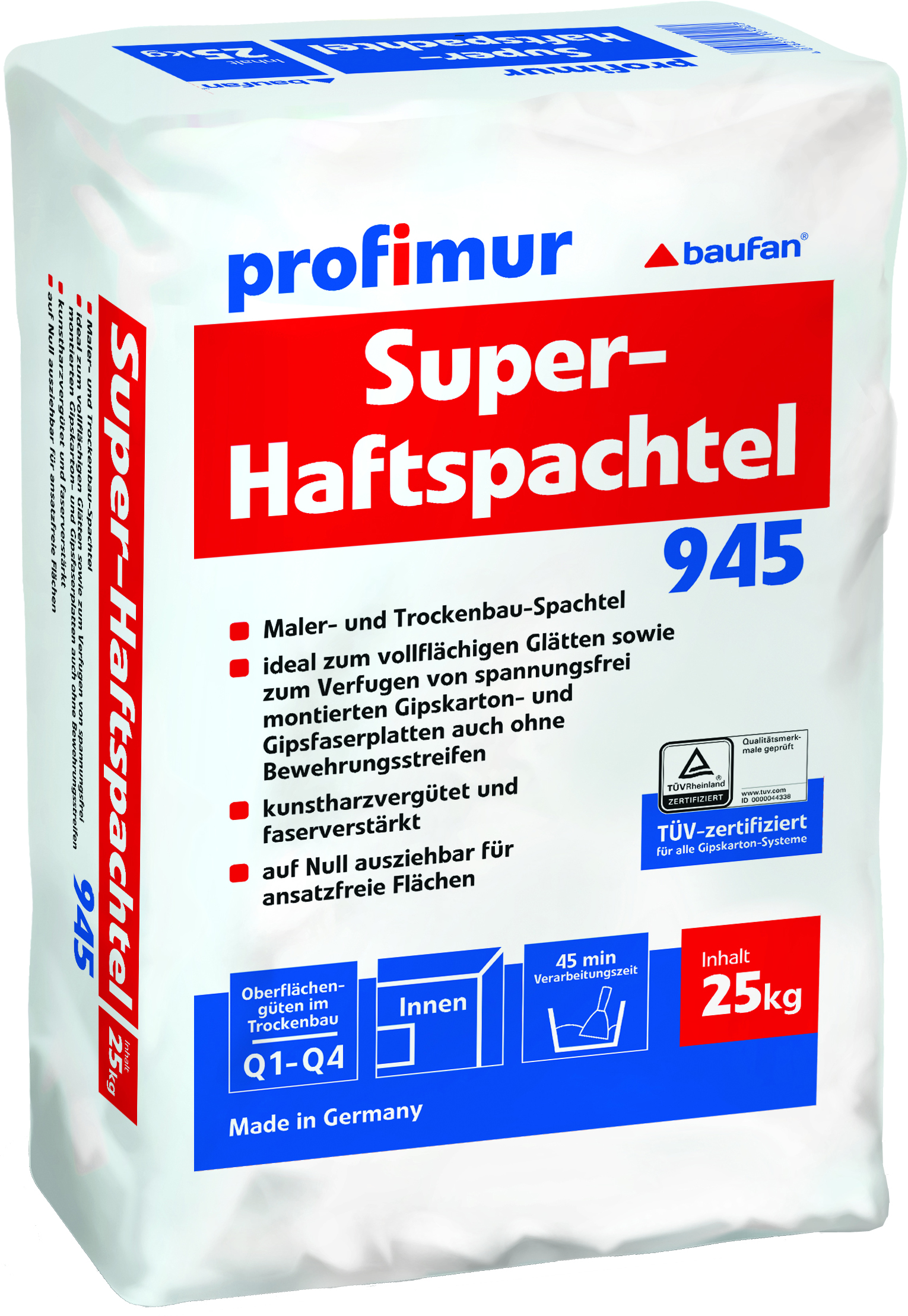BAUFAN BAUCHEMIE Super-Haftspachtel Profimur 945 25kg baufan