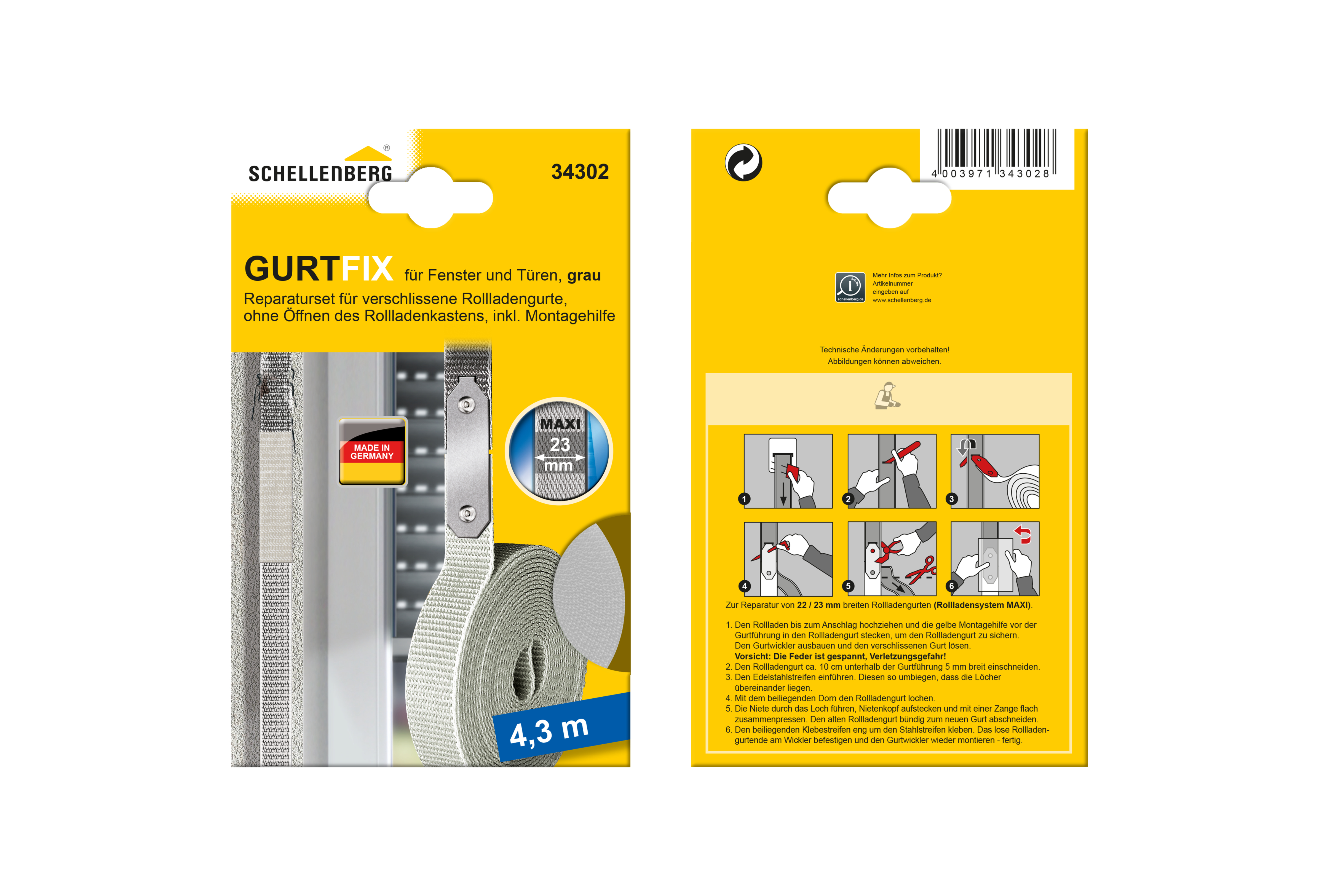 SCHELLENBERG Reparaturset Gurtfix grau 23 mm/4,3 m 