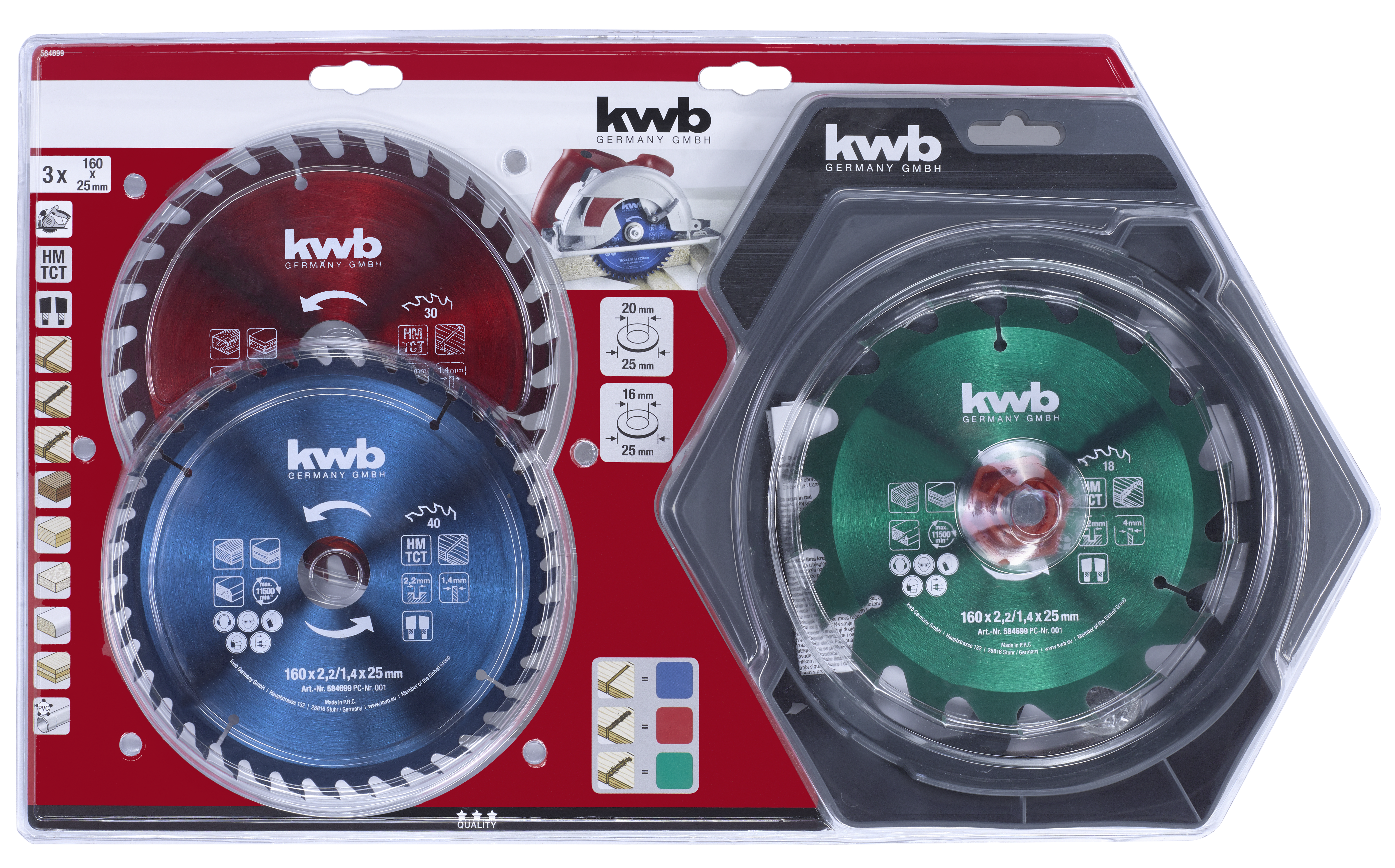 KWB BURMEISTER Kreissägeblattsatz 3tlg. 160x25mm kwb Promo