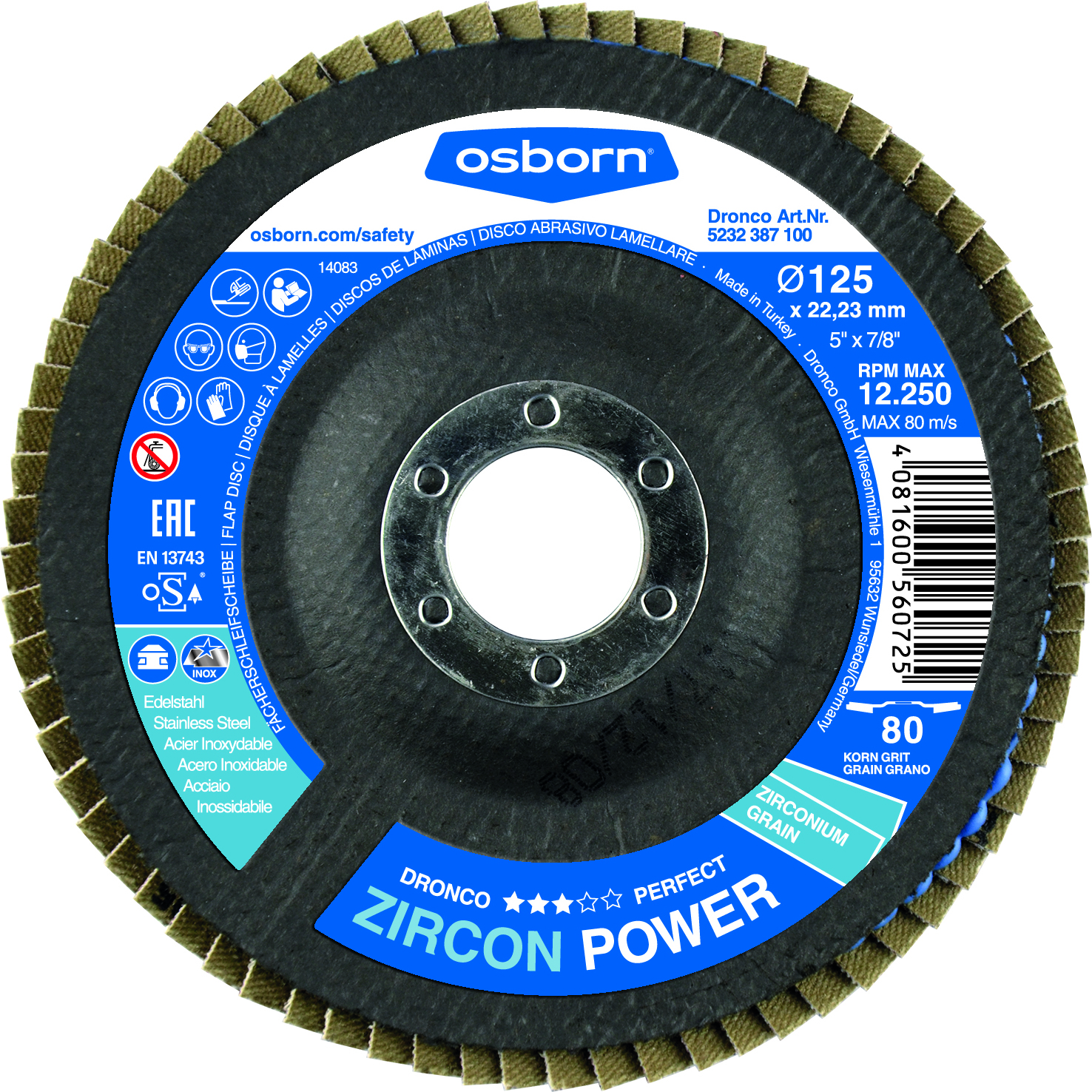 DRONCO Fächersch. Zircon Power 80 125x22,23 mm bombiert