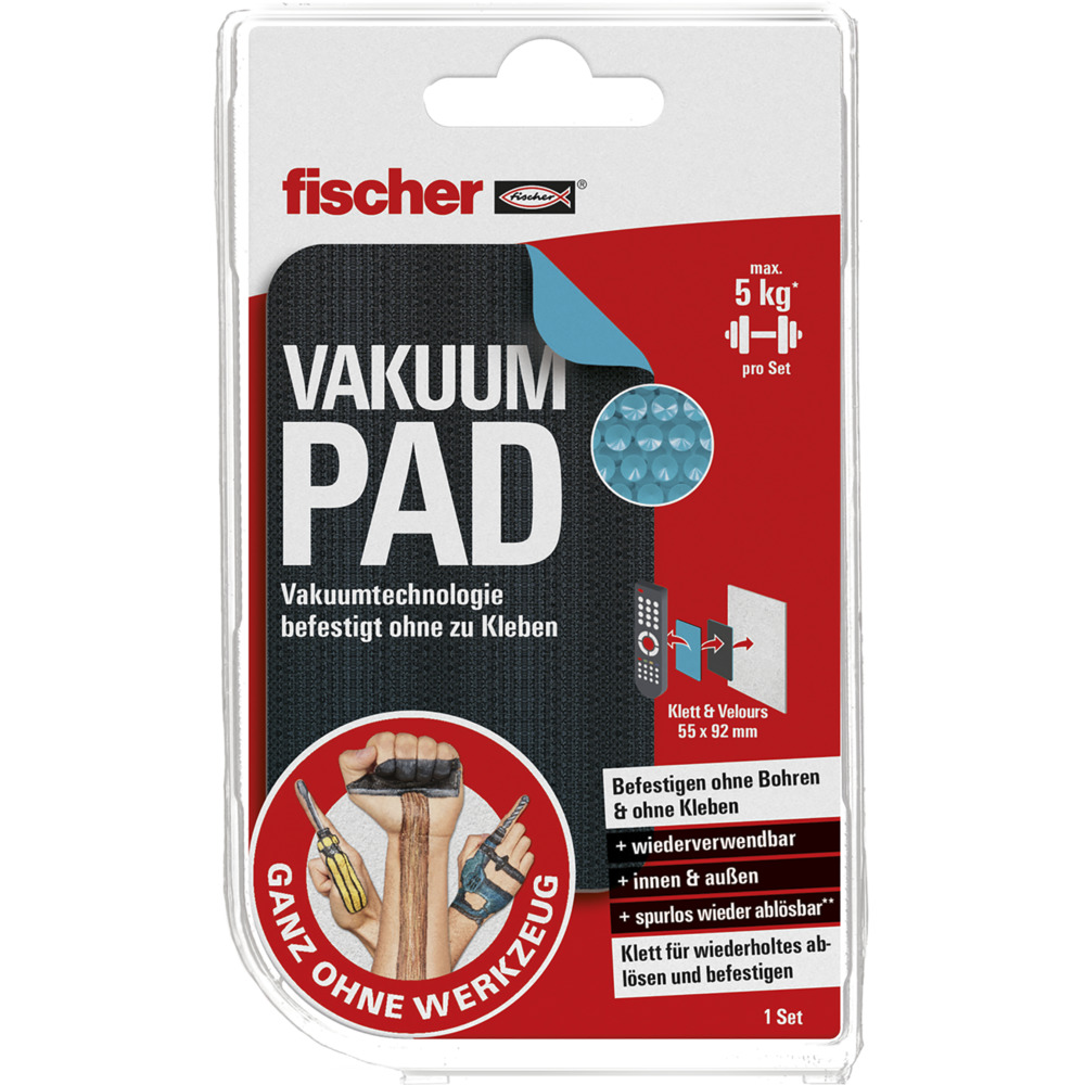 FISCHER Vakuum PAD Klett+Velour M GOW - Ganz ohne Werkzeug