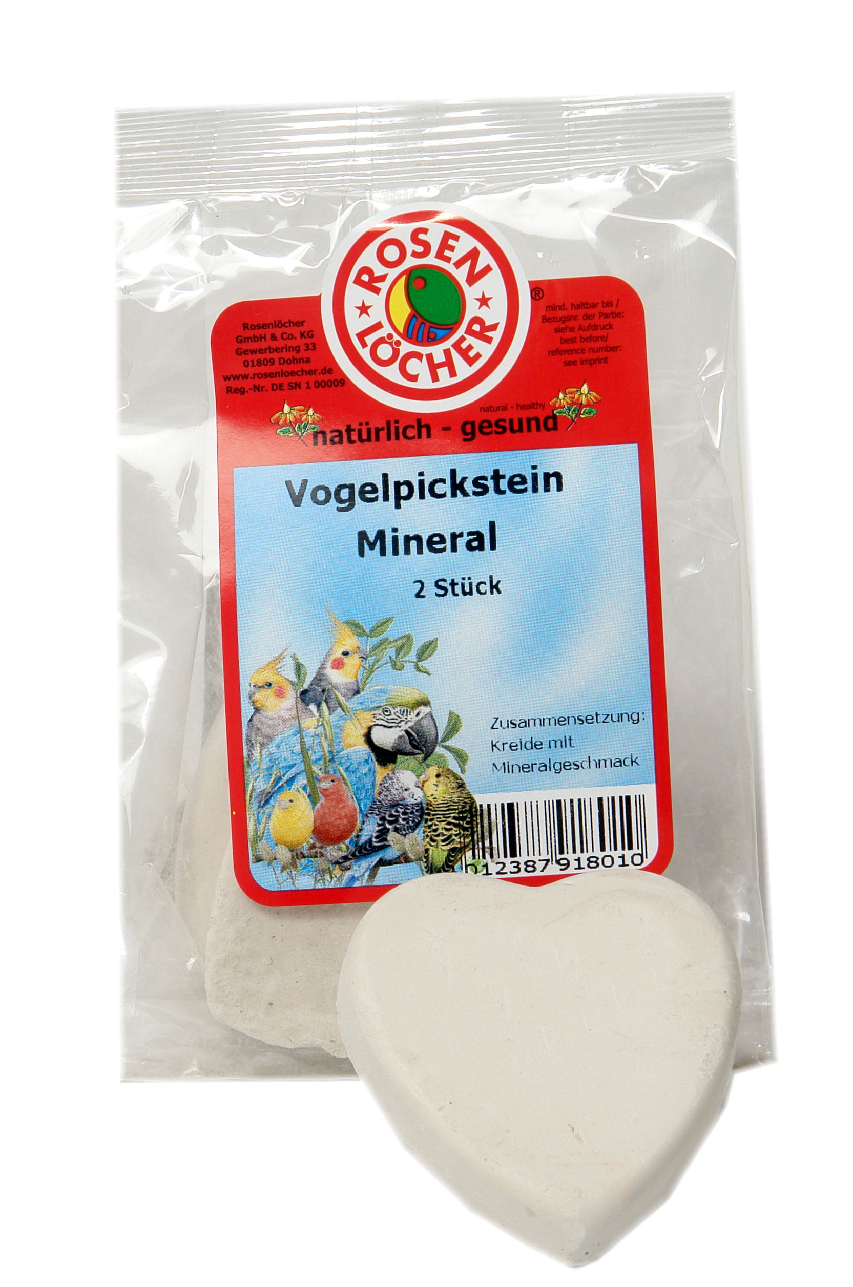 ROSENLÖCHER - Vogelpickstein mit Mineralien 2er 