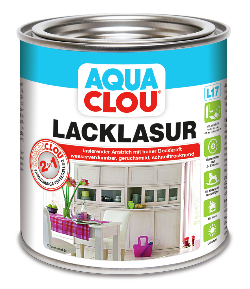 ALPINA FARBEN Aqua Combi-Clou Lack-Lasur L17 375 ml dunkelnußbraun