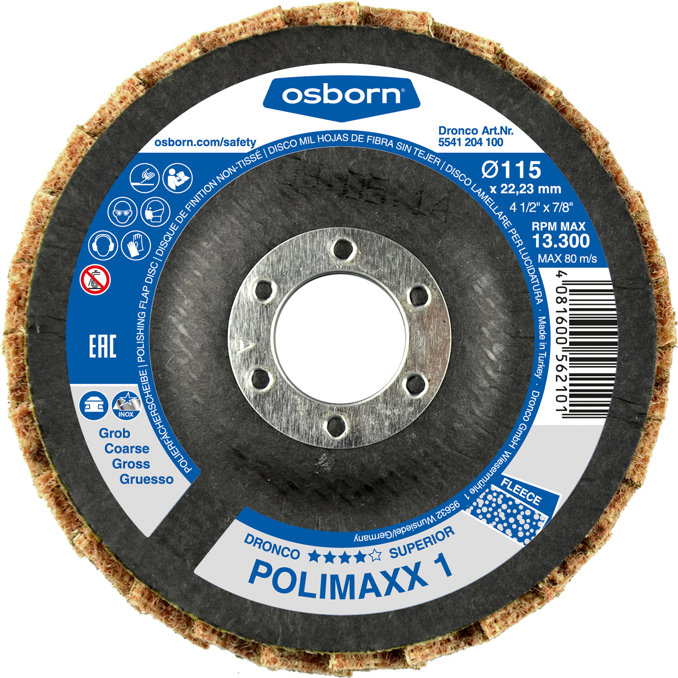 DRONCO Fächerscheibe Polimaxx 1 115x22,23 mm bombiert