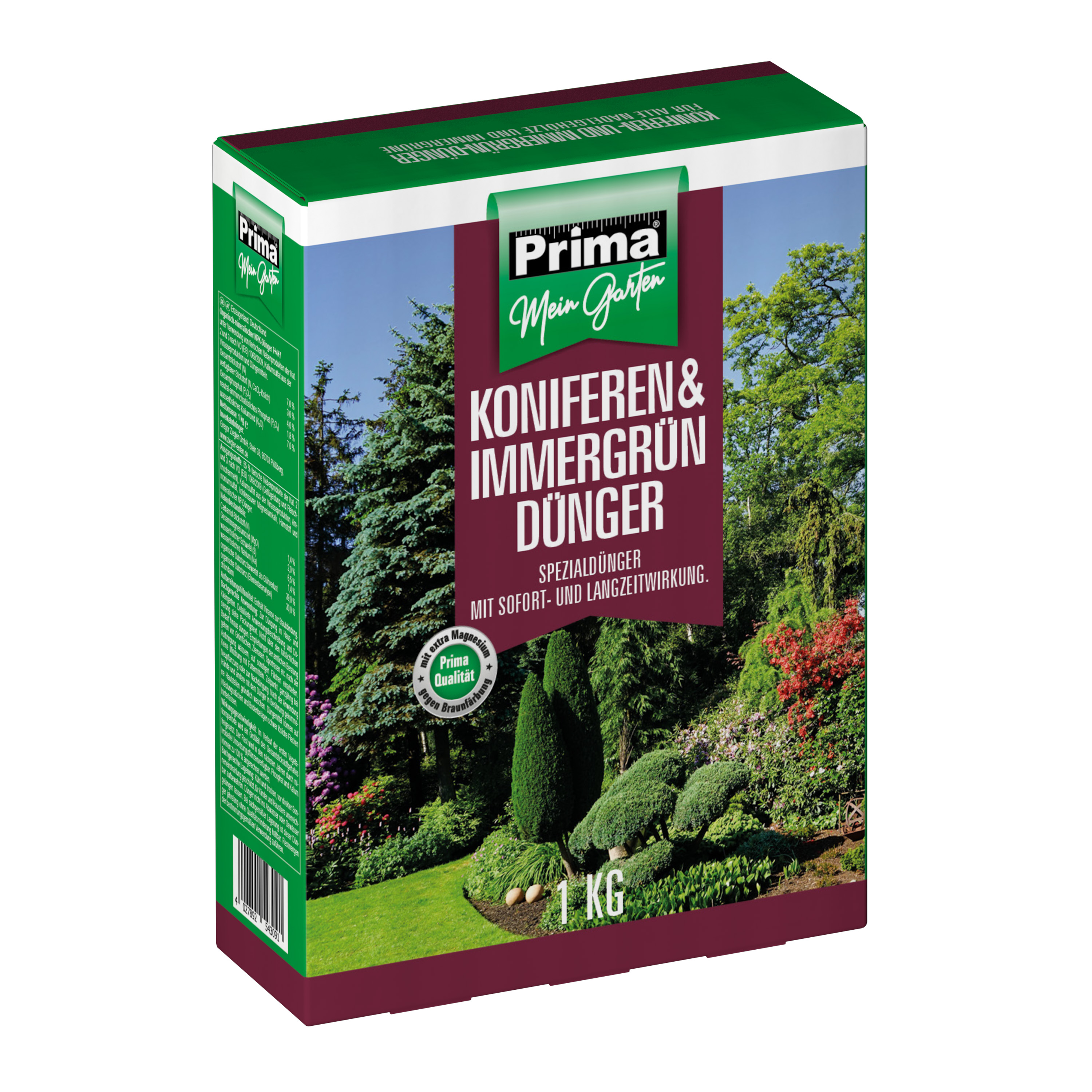 GREGOR ZIEGLER GMBH Prima Konifere- und Immergrün Dünger 1kg NPK 7+4+7(+2) Faltschachtel