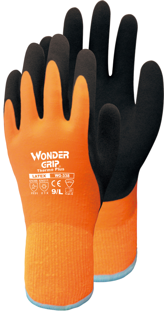 TRIUSO Handschuhe Wonder Grip Thermo Plus Gr.11 Latex 2-fach getaucht orange