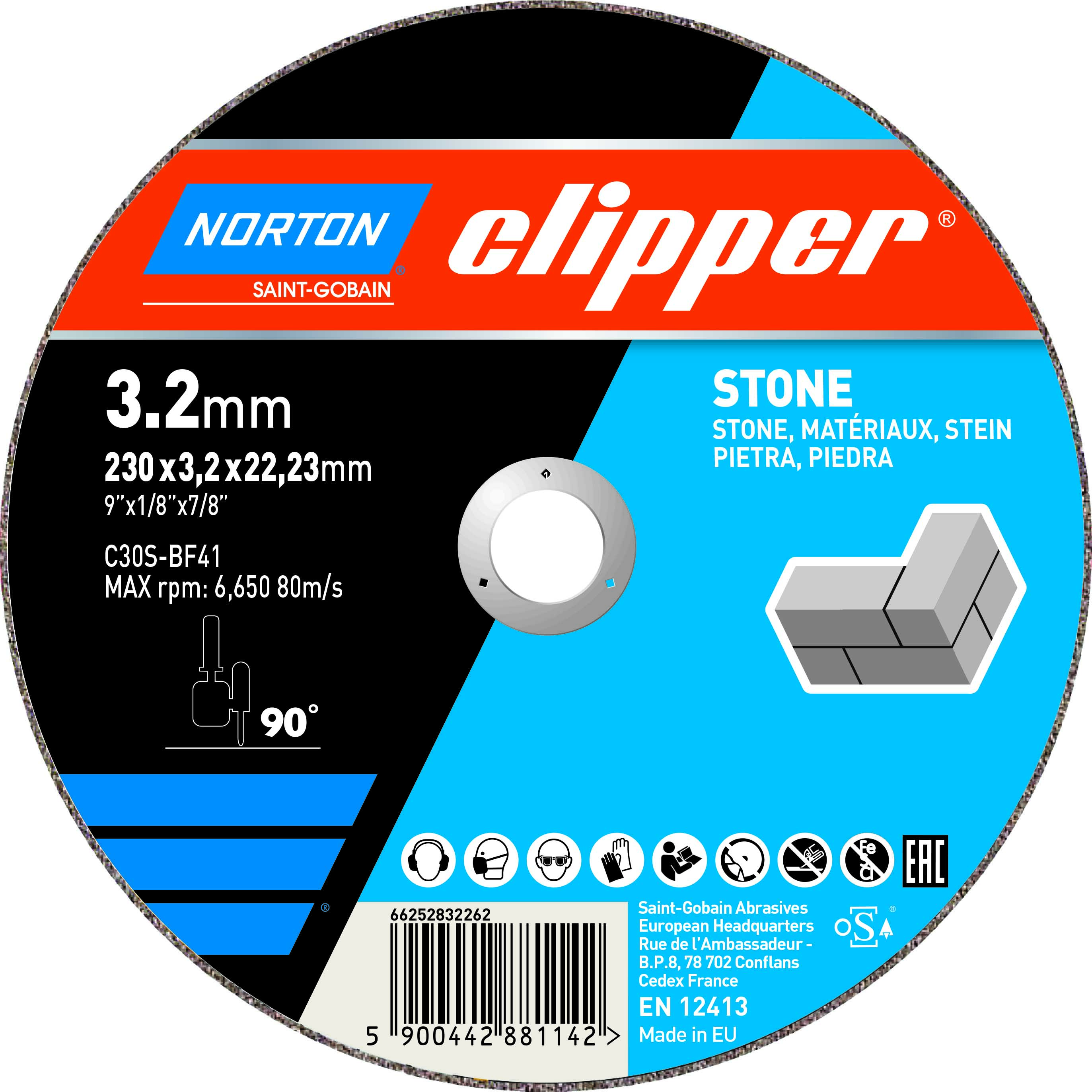 SAINT-GOBAIN-ABRASIVES NORTON Trennscheibe Stein Ø125x2,5x22,23 mm Type 41 für Stein und Keramik