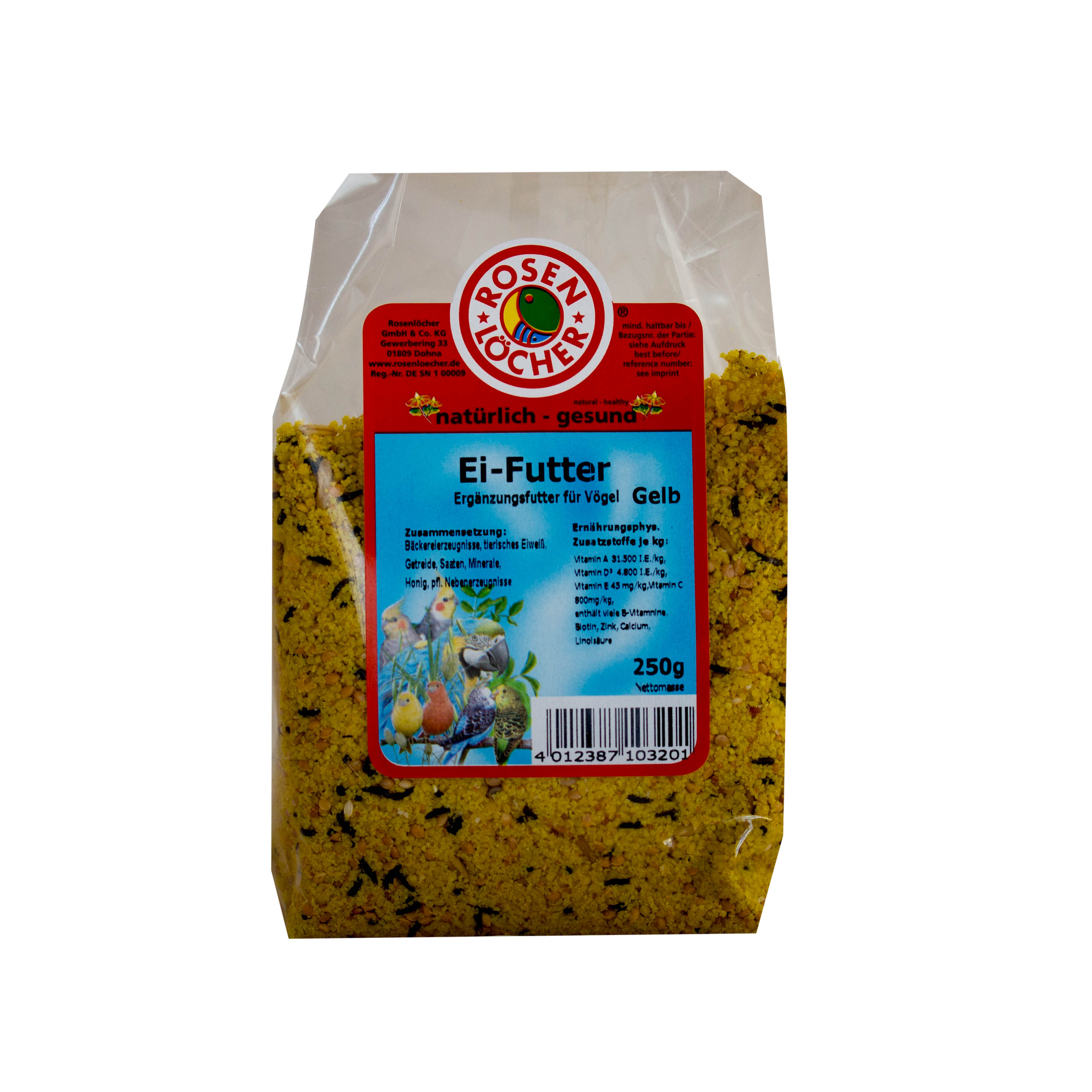 ROSENLÖCHER - Eifutter f.Kanarien u.Exoten gelb 250g 