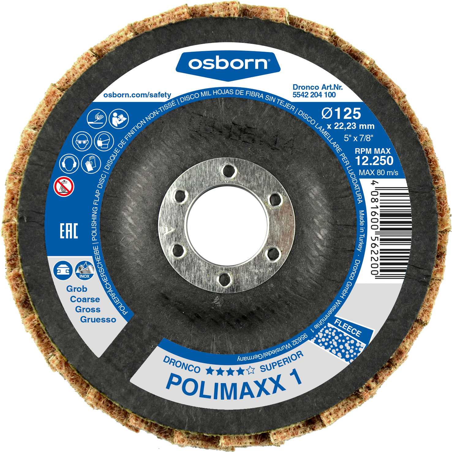 DRONCO Fächerscheibe Polimaxx 1 125x22,23 mm bombiert