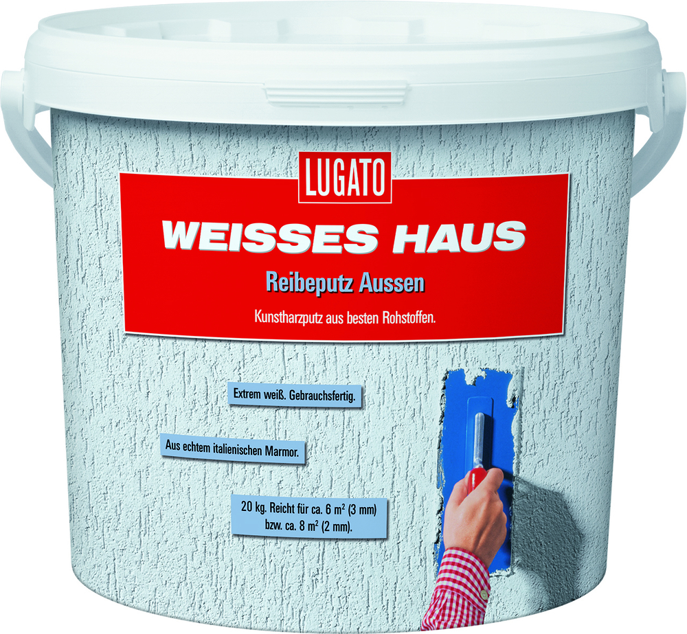 Reibeputz Außen 2 mm 20 kg Weißes Haus LUGATO CHEMIE Reibeputz Außen 2 mm 20 kg Weißes Haus
