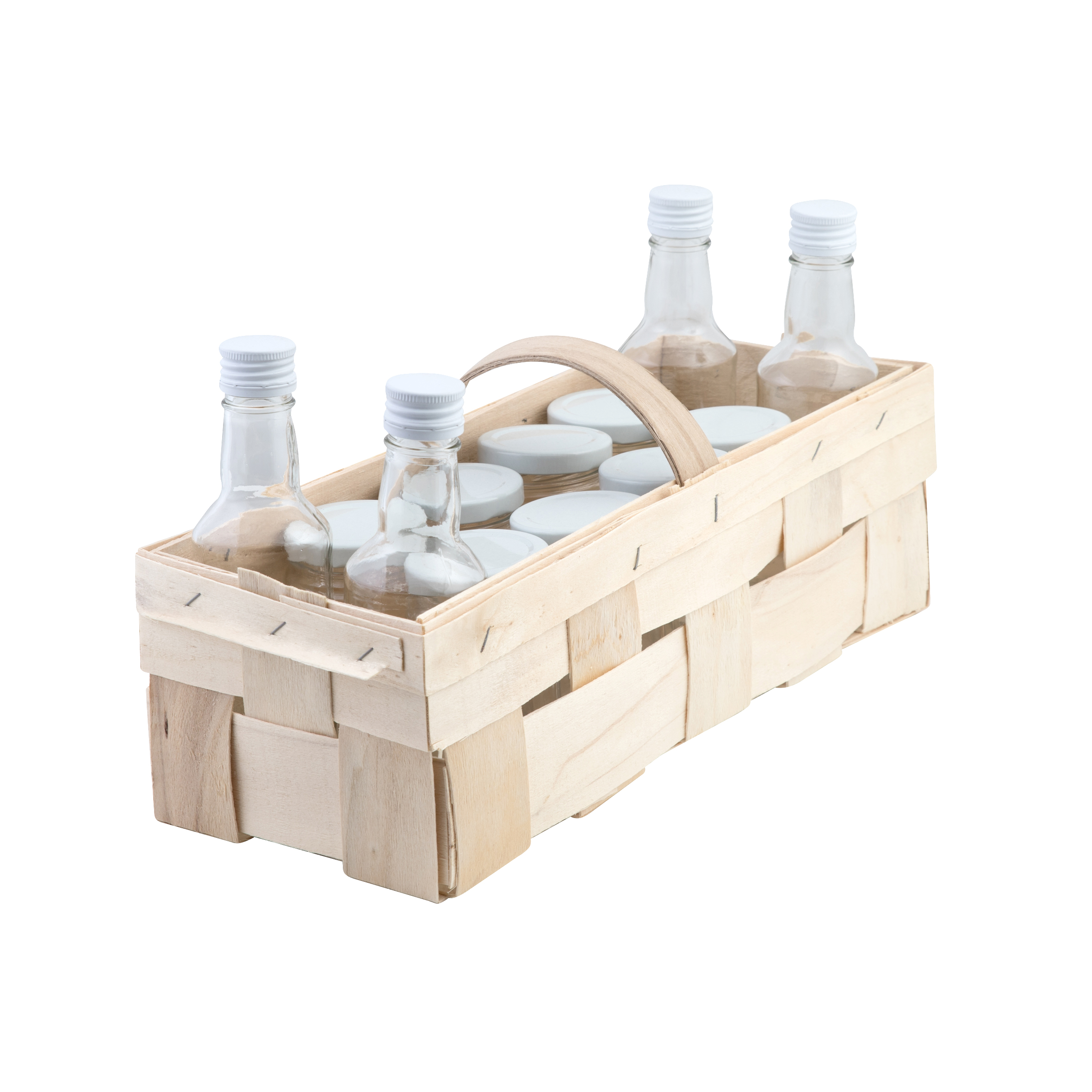 Gläser-Flaschen-Set im Korb 12tlg - WESEL Gläser-Flaschen-Set im Korb 12tlg 4 Flaschen 200ml + 8 Gläser 190 ml