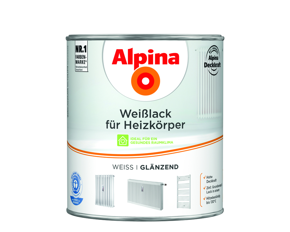 ALPINA FARBEN Weißlack für Heizkörper glänzend 2l 