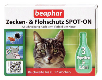 BEAPHAR Zecken- und Flohschutz SPOT-ON 3x0,8ml SPOT-ON für Katzen