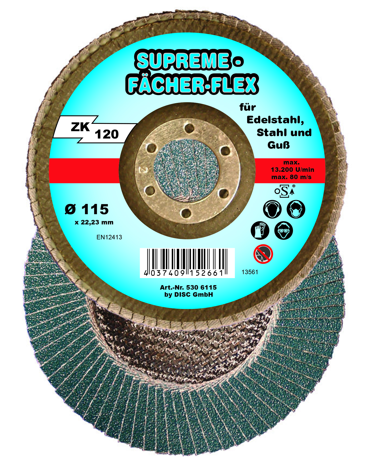 DISC DIAMANT-WERKZEUGE GMBH - HÖVELHOF Fächerscheibe Supreme-Flex 115 mm ZK 120 