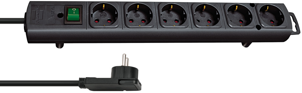 BRENNENSTUHL Steckdosenleiste Comfort Line 6-f. schw. 2m H05VV-F3G1.5 mit Flachstecker