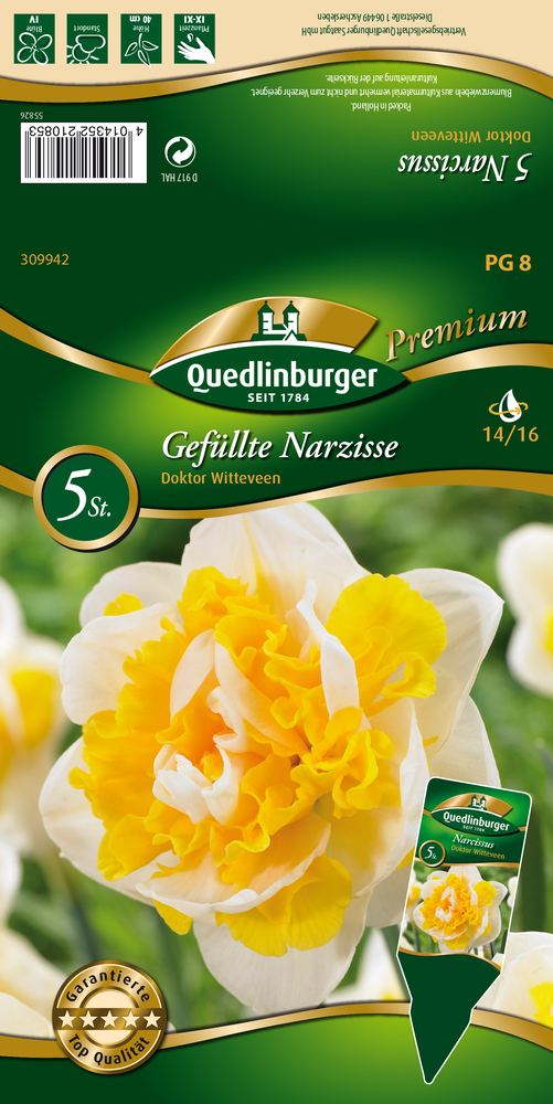 VERTRIEBSGESELLSCHAFT QUEDLIN- - Narzisse Doktor Witteveen gefüllt Premium Blumenzwiebeln
