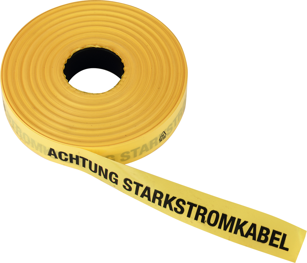 TRIUSO Trassenwarnband 40 mmx250 m Starkstrom Achtung Starkstromkabel,gelb