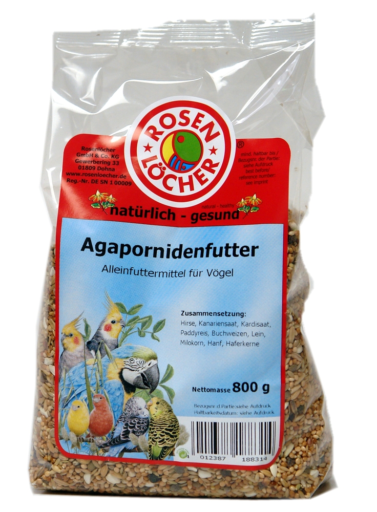 ROSENLÖCHER - Agapornidenfutter 800g Alleinfutter für kl. Papageien,Sittiche