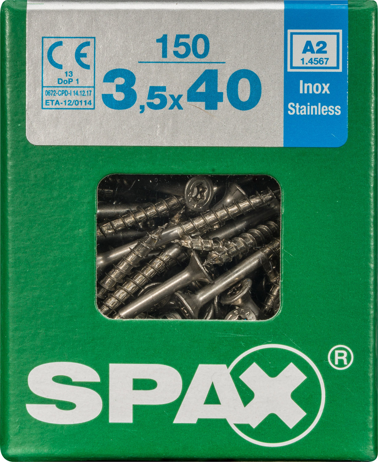 SPAX INTERNATIONAL GMBH & CO. KG - ENNEP Universalschrauben rfr A2 TG 3,5x40 mm SeKo T-Star Plus Pack L (150 Stück)