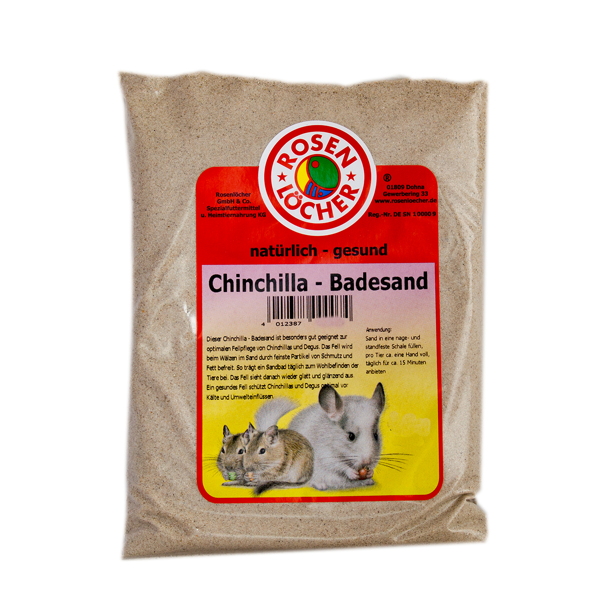 Chinchilla Badesand 4kg ROSENLÖCHER - Chinchilla Badesand 4kg Fellpflegeprodukt
