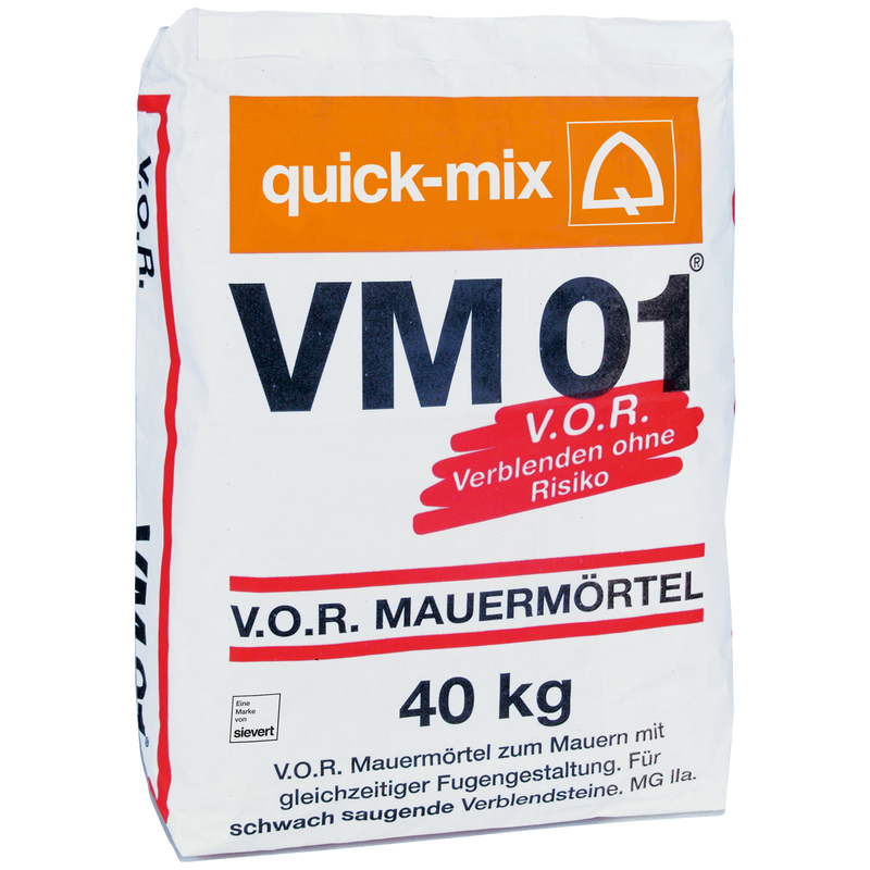 QUICKMIX Mauermörtel VM 01 MG2a grau 40kg für schwach saugenden Verblendstein