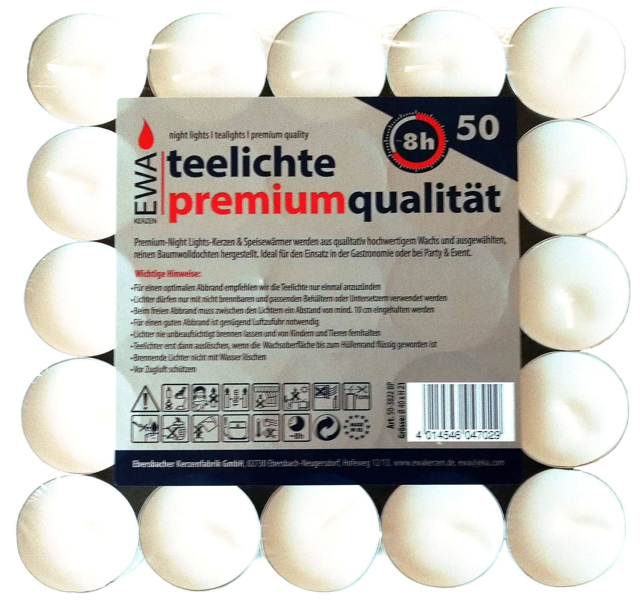 JEKA KERZEN Teelichte 8h 50er Blockpack Ebersbach Premium