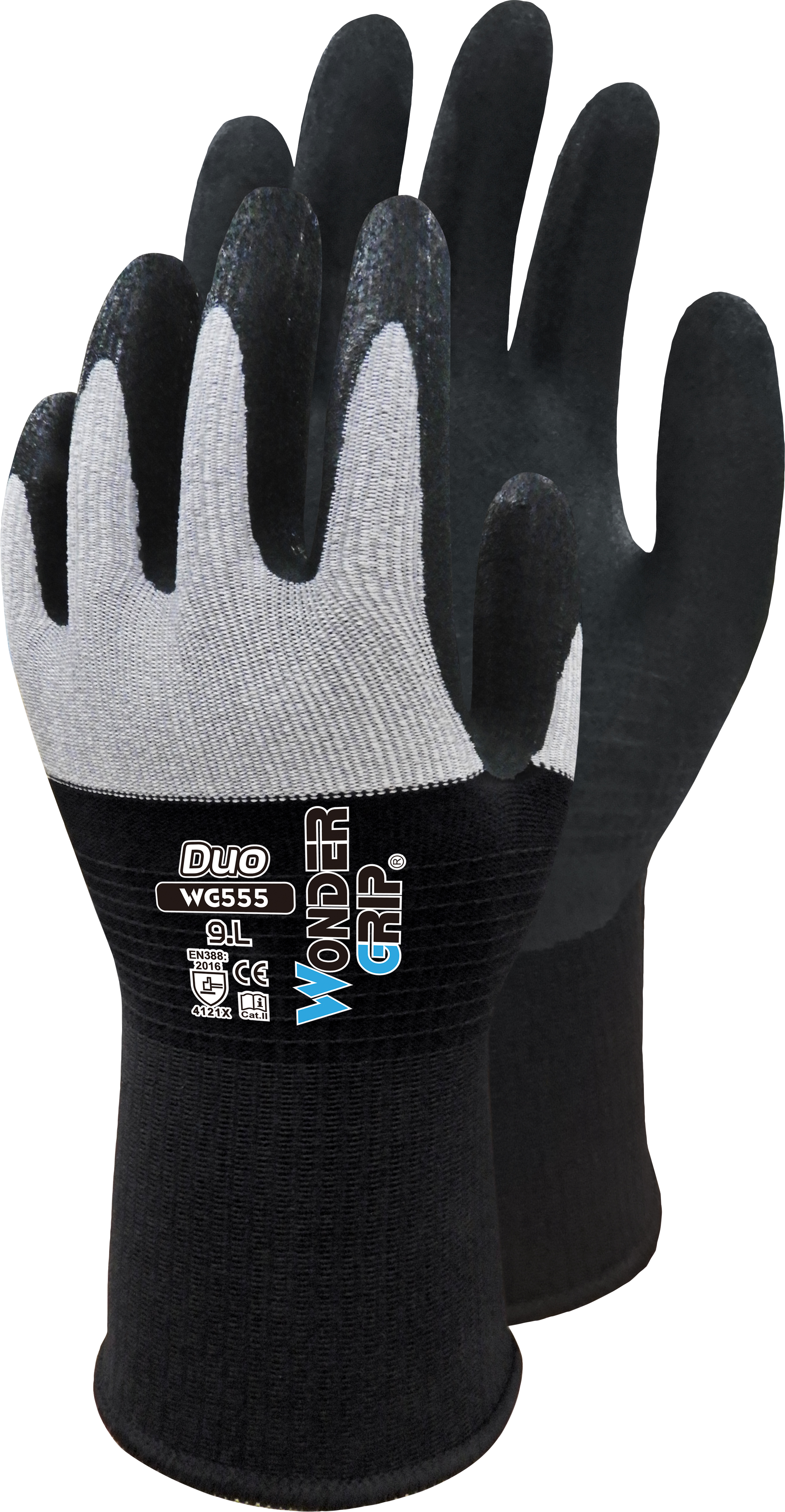 TRIUSO Handschuh WonderGrip DUO grau/schw.Gr.9 Microfaser, Nitrilbeschichtet