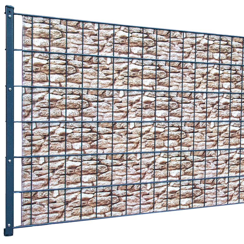 NOOR REINHOLD GMBH.KG Zaunblende PVC Steinmauer medit.19cmx35m 630gr/m² inkl. 28 Klemmschienen