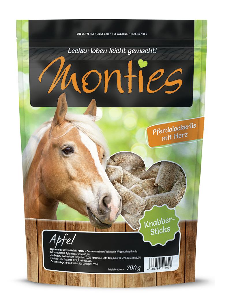 BTG BETEILIGUNGS GMBH All Monties Apfel Sticks gepresst 700g Pferd