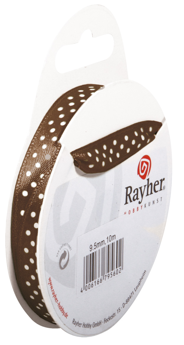 RAYHER HOBBY GMBH - LAUPHEIM Satinbandmit Punkten taupe 95mm 10m 