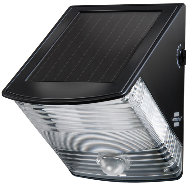 BRENNENSTUHL Solar LED-Wandleuchte SOL 04 plus schw. 85 Lumen, IP44, mit Bewegungsmelder