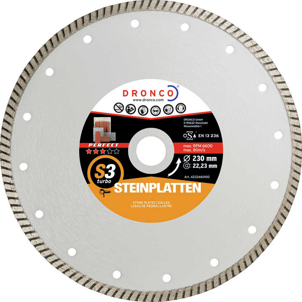 DRONCO Dia-Scheibe Perfect S3 125x2,1x22,23 mm Steinplatten/Dachziegel Dronco turbo