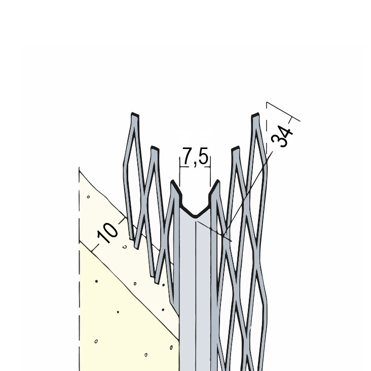 PROTEKTOR Kantenprofil Innenputz 9007 10mm 3m eckiger Kopf