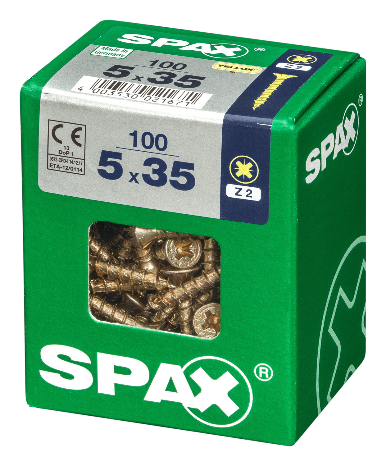 SPAX INTERNATIONAL GMBH & CO. KG - ENNEP Universalschrauben gelb vz VG 5,0x35 mm SeKo Pozi Pack L (100 Stück)