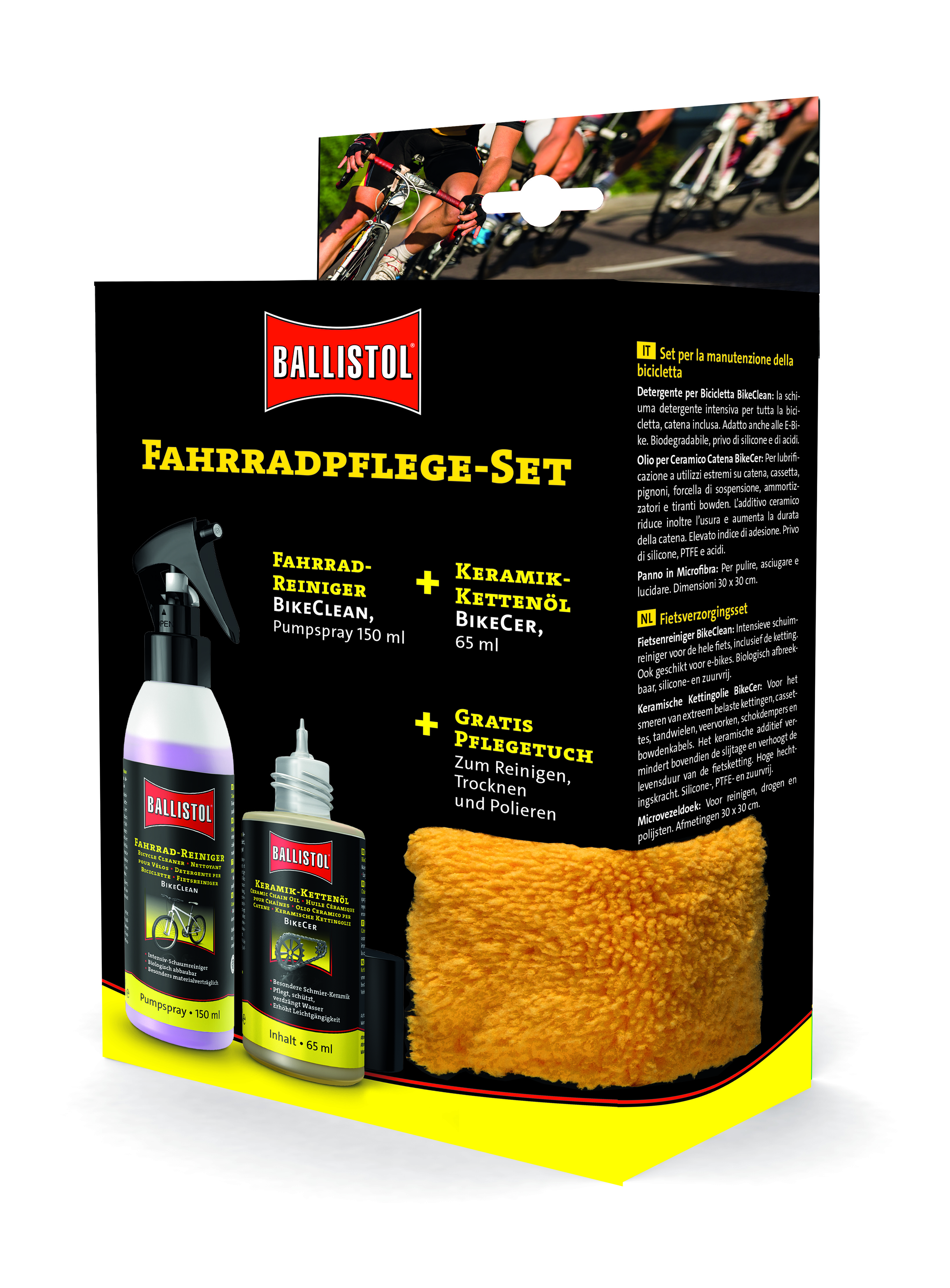 BALLISTOL GMBH BikeCer Fahrradpflege-Set BikeCer65 ml+BikeClean150 ml+Mikrofas