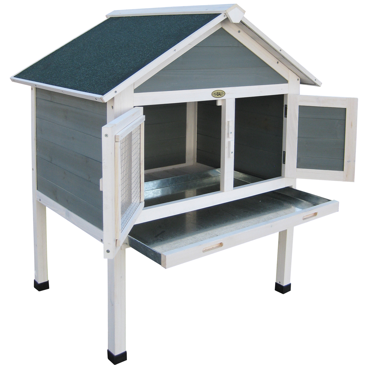 Kleintierbehausung Rabbit B75xT56xH100cm HABAU GMBH Kleintierbehausung Rabbit B75xT56xH100cm grau-weiss