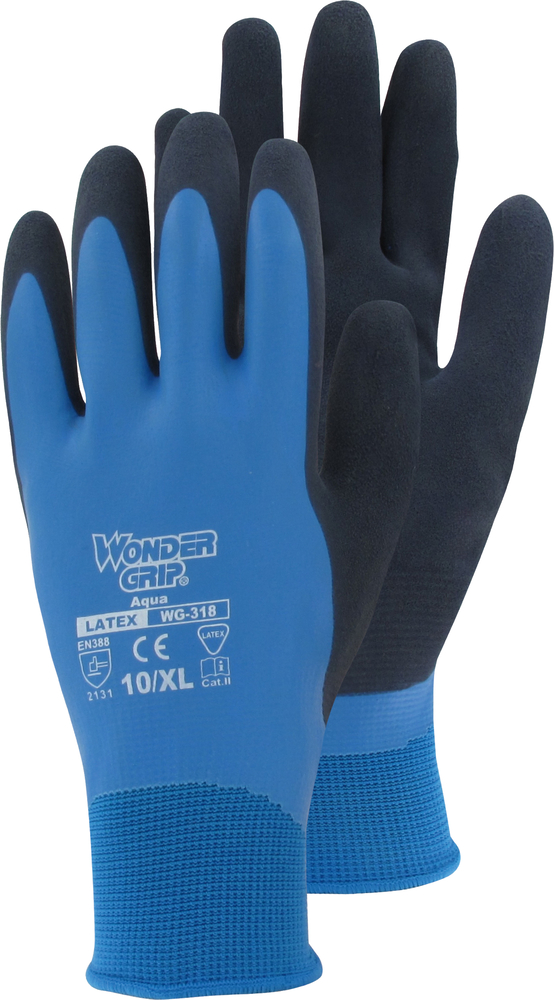 TRIUSO Handschuhe Wonder Grip Aqua Gr.11 blau 2-Fach getaucht Latex