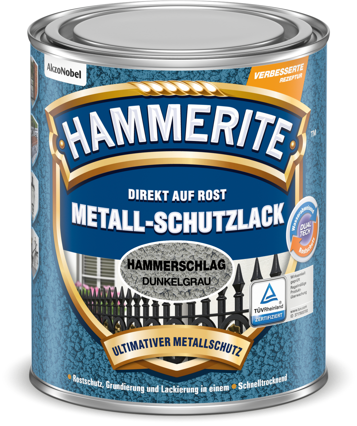 AKZO NOBEL DECO Met.Schutzlack Hammersch. dkl-grau 0,25l Hammerite