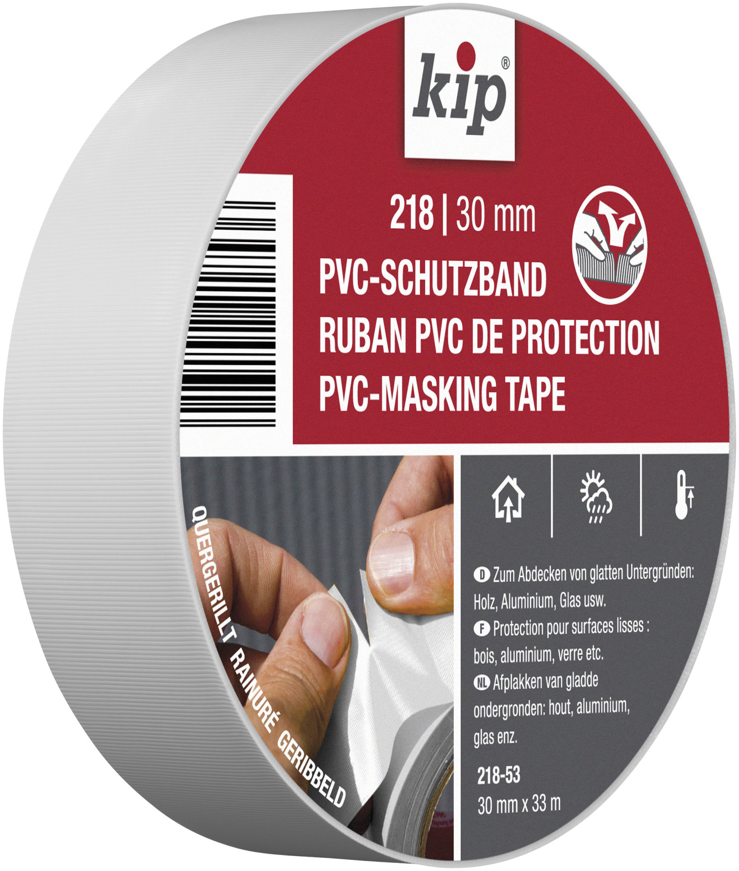 KIP GMBH - BOCHOLT PVC-Schutzband ger. ws 30mm 33m Typ218 quergerillt, Minikarton