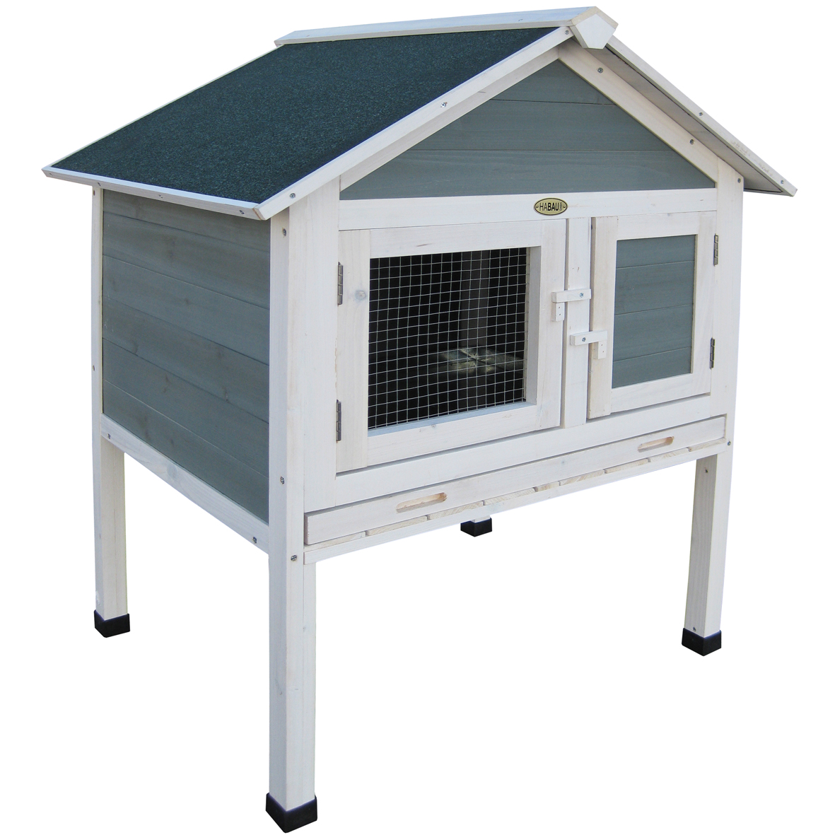 Kleintierbehausung Rabbit B75xT56xH100cm HABAU GMBH Kleintierbehausung Rabbit B75xT56xH100cm grau-weiss