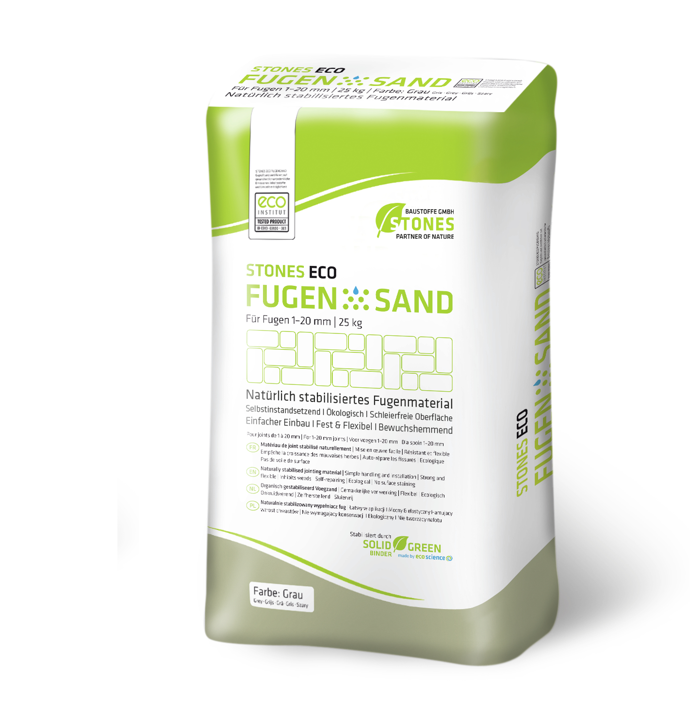 STONES - GESELLSCHAFT FÜR MINERALISCHE B STONES ECO FUGENSAND 1-20 mm grau 25kg für Fugenbreiten 1-20mm