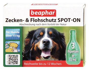 BEAPHAR Zecken- und Flohschutz SPOT-ON 3x2ml SPOT-ON für große Hunde (ab 15 kg)